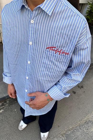 Mavi Basic Nakış Detay DAD Oversize Gömlek