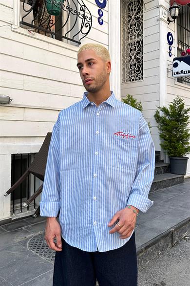 Mavi Basic Nakış Detay DAD Oversize Gömlek