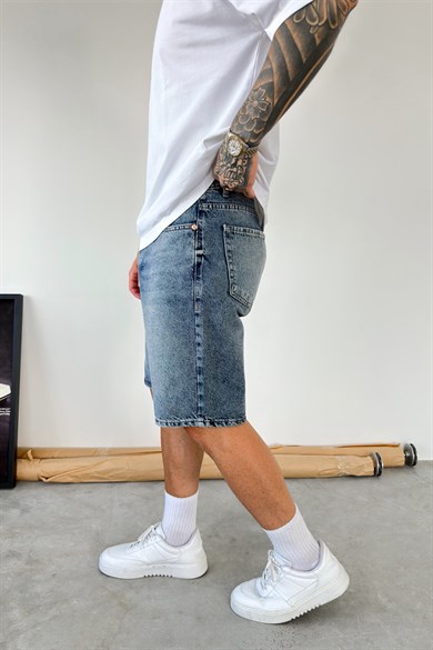 Mavi Basic Premium Baggy Kot Şort