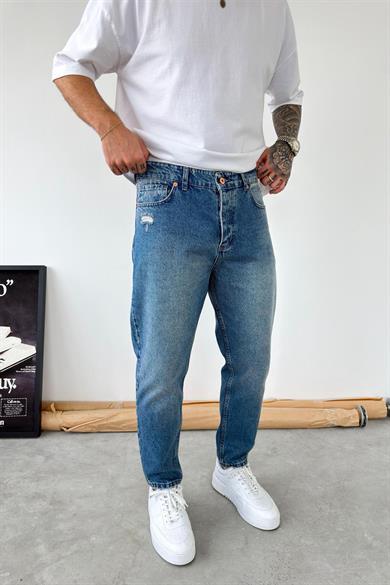 Mavi Basic Yırtıklı Boyfriend Pantolon