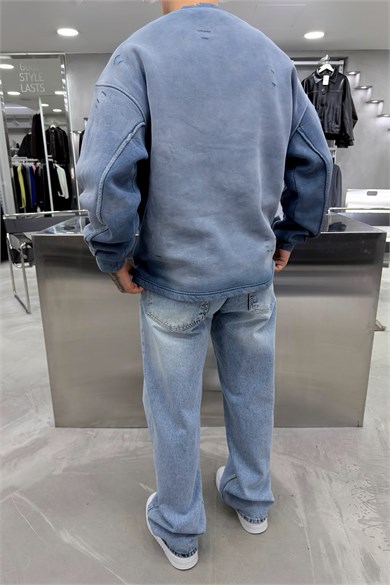 Mavi Basics Taş Detaylı Yıkamalı Oversize Sweatshirt