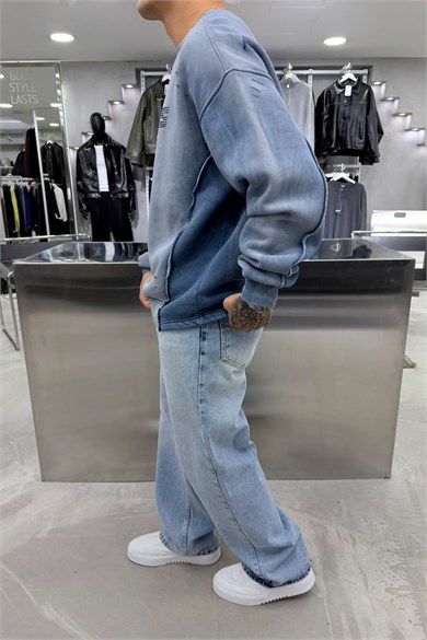 Mavi Basics Taş Detaylı Yıkamalı Oversize Sweatshirt