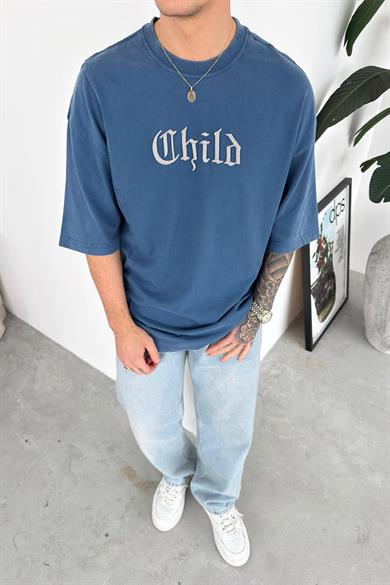 Mavi Child Nakış Detay Oversize Tişört