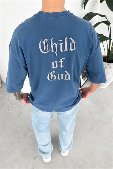 Mavi Child Nakış Detay Oversize Tişört