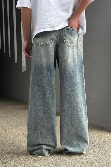 Mavi Dizi Yırtık Beli Detaylı 025 GD Ekstra Bol Baggy Pantolon