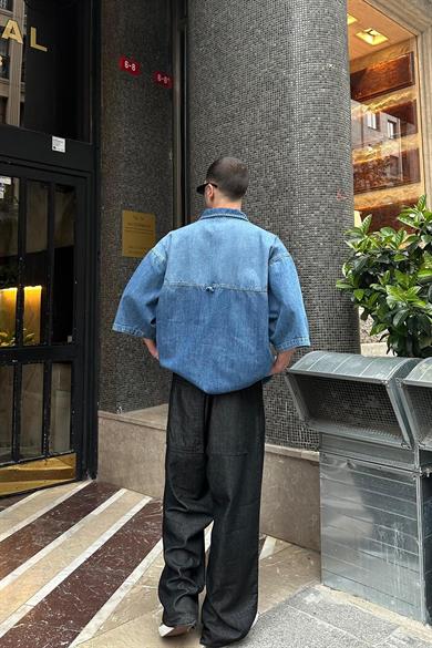 Mavi Soft  Çift Cep Detaylı Yarım Kol E7 CH Oversize Ceket