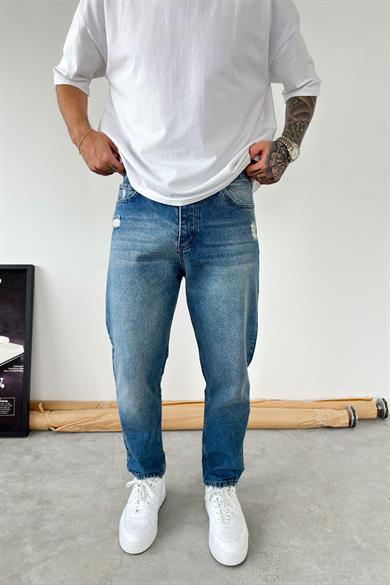 Mavi Soft Degrade Yırtıklı Boyfriend Pantolon