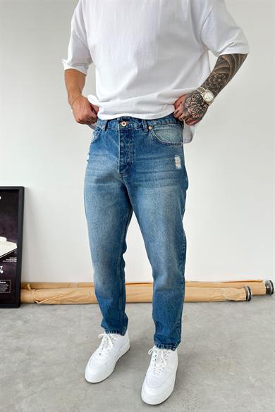 Mavi Soft Degrade Yırtıklı Boyfriend Pantolon
