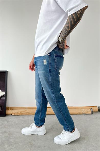 Mavi Soft Degrade Yırtıklı Boyfriend Pantolon