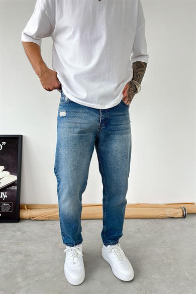 Mavi Soft Degrade Yırtıklı Boyfriend Pantolon