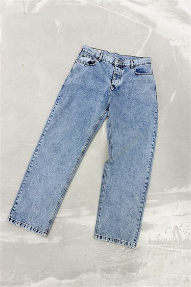 Mavi Twin Cranes Nakışlı Baggy Pantolon
