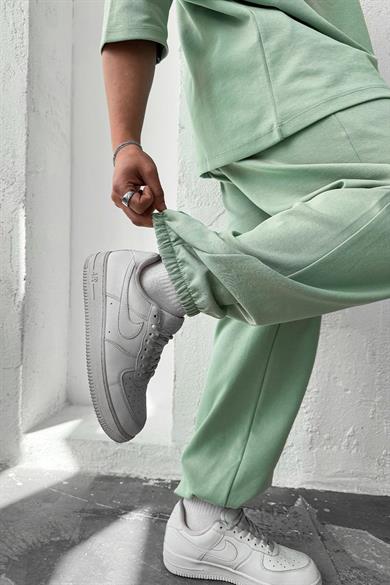 Mint Yeşili Cozy Premium Basic Paça Lastik Eşofman