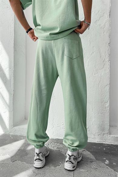 Mint Yeşili Cozy Premium Basic Paça Lastik Eşofman