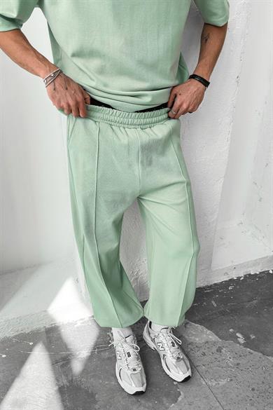 Mint Yeşili Cozy Premium Çımalı Paça Lastik Eşofman