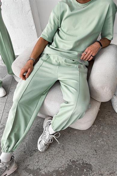 Mint Yeşili Cozy Premium Çımalı Paça Lastik Eşofman