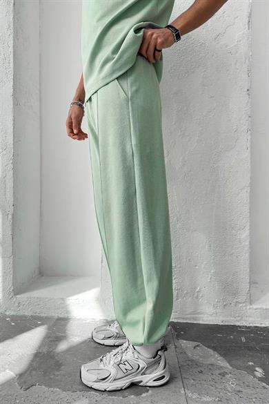 Mint Yeşili Cozy Premium Çımalı Paça Lastik Eşofman