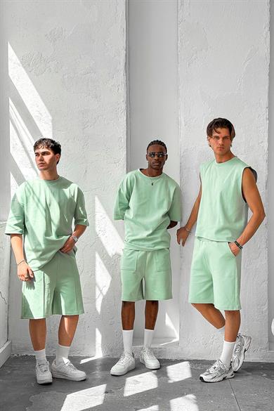 Mint Yeşili Cozy Premium Çımalı Şort