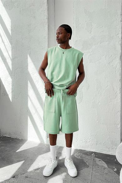 Mint Yeşili Cozy Premium Pileli Şort