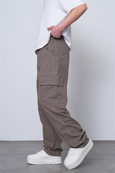Mocha Double Cep Detay  Dikiş Kargo Baggy Pantolon