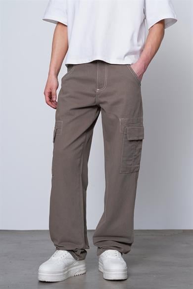 Mocha Double Cep Detay  Dikiş Kargo Baggy Pantolon