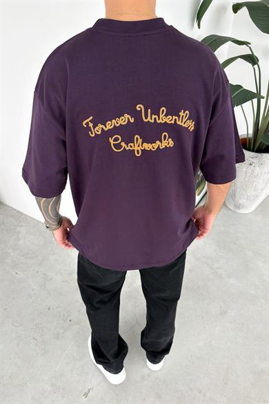 Mor Forever Nakışlı Premium Oversize Tişört