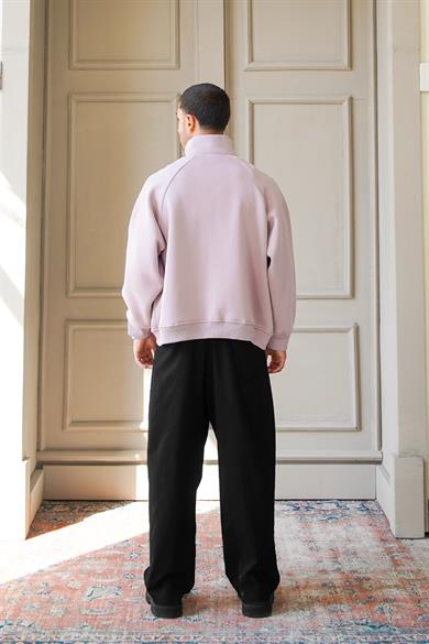 Mürdüm Cozy Basic Çift Fermuar Oversize Sweatshirt