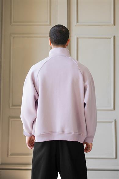 Mürdüm Cozy Basic Çift Fermuar Oversize Sweatshirt