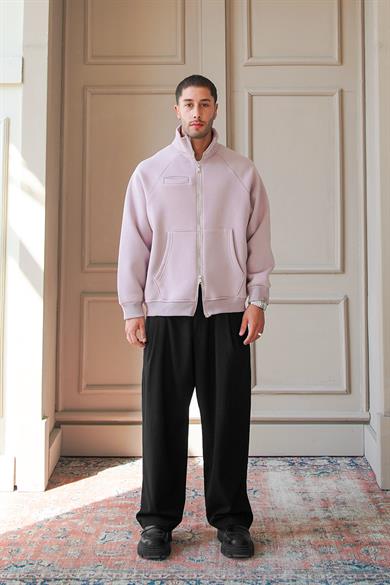 Mürdüm Cozy Basic Çift Fermuar Oversize Sweatshirt
