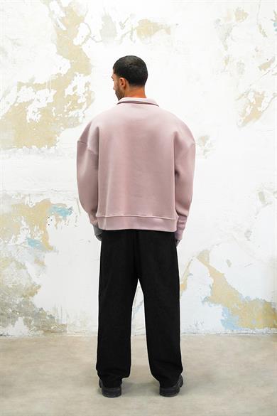 Mürdüm Cozy Basic Oversize Polo Yaka Sweatshirt
