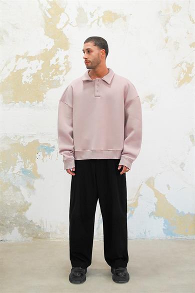 Mürdüm Cozy Basic Oversize Polo Yaka Sweatshirt