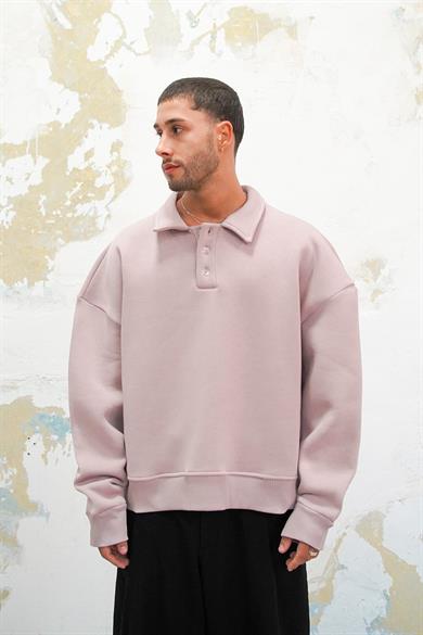 Mürdüm Cozy Basic Oversize Polo Yaka Sweatshirt