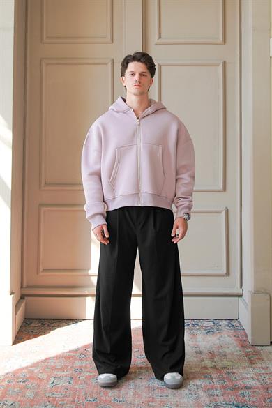 Mürdüm Cozy Basic Tam Fermuar Oversize Sweatshirt