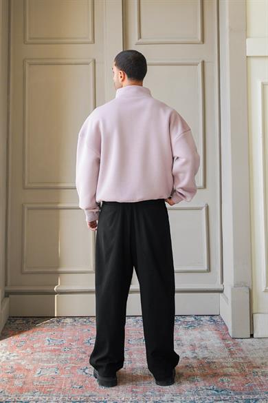Mürdüm Cozy Basic Yarım Fermuar Oversize Sweatshirt