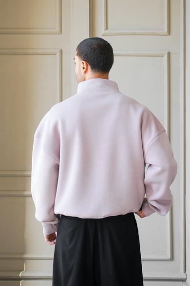 Mürdüm Cozy Basic Yarım Fermuar Oversize Sweatshirt