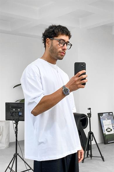 Optik Beyaz Cozy Basic Oversize Tişört