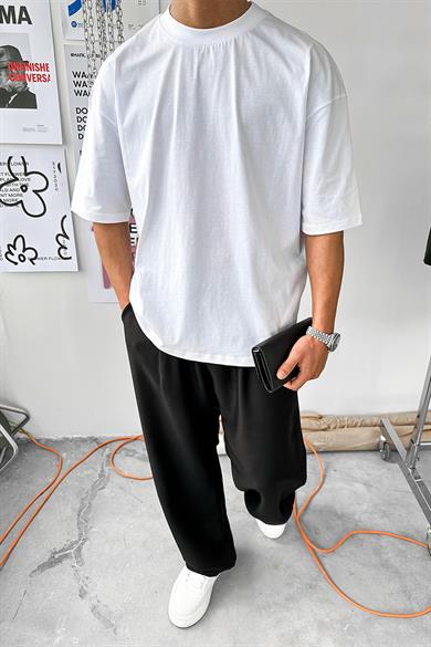 Optik Beyaz Cozy Basic Oversize Tişört