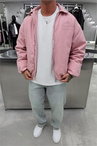 Pembe Explore Nakışlı Bomber Mont