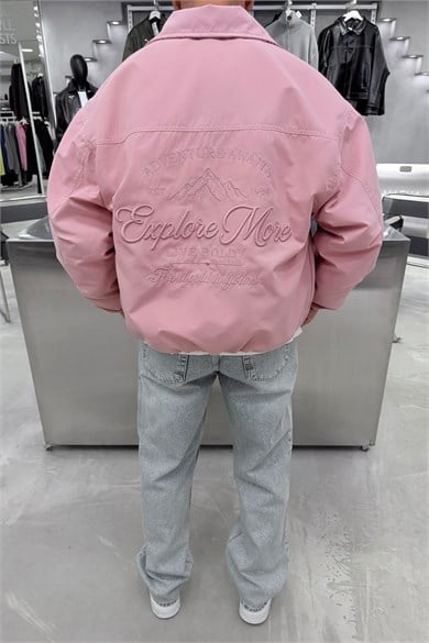 Pembe Explore Nakışlı Bomber Mont