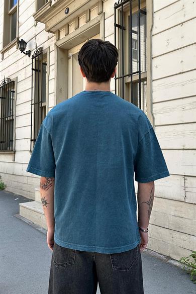Petrol Acid Wash Basic 1Z EE Oversize Tişört