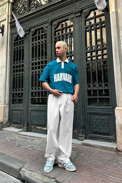 Petrol Polo Yaka Harvard DL Oversize Tişört