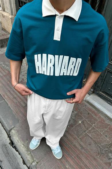 Petrol Polo Yaka Harvard DL Oversize Tişört