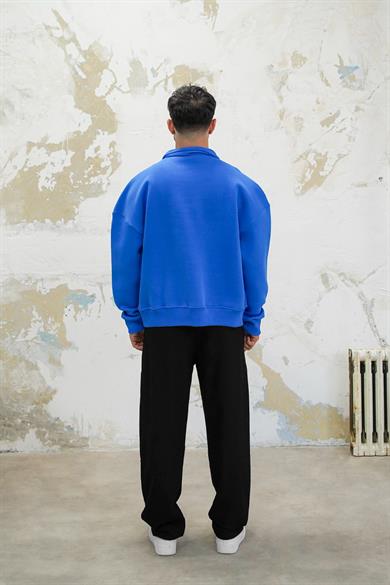 Saks Mavi Cozy Basic Oversize Polo Yaka Sweatshirt