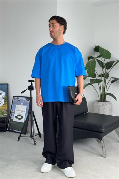 Saks Mavi Cozy Basic Soft Oversize Tişört