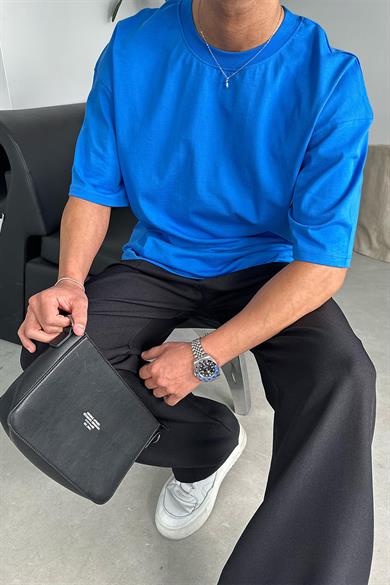 Saks Mavi Cozy Basic Soft Oversize Tişört