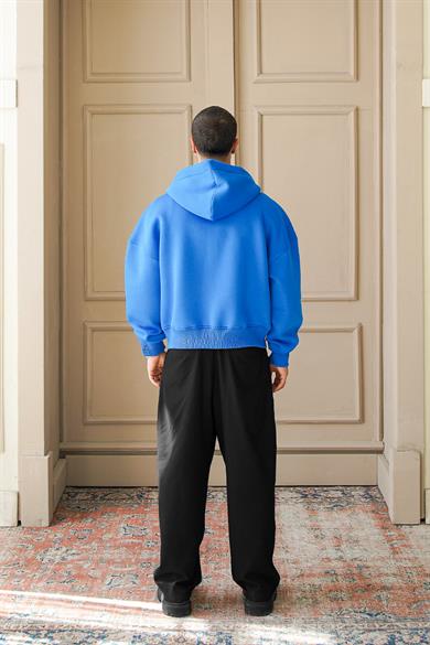 Saks Mavi Cozy Basic Tam Fermuar Oversize Sweatshirt
