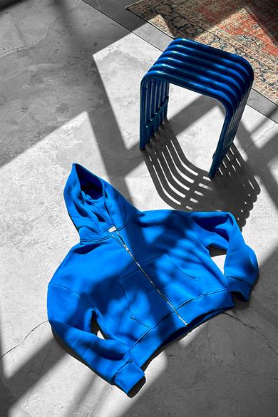 Saks Mavi Cozy Basic Tam Fermuar Oversize Sweatshirt