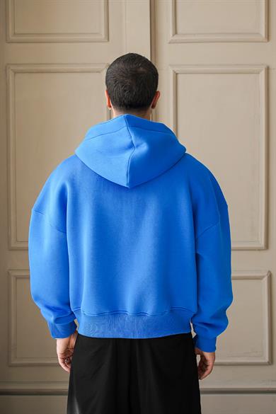 Saks Mavi Cozy Basic Tam Fermuar Oversize Sweatshirt