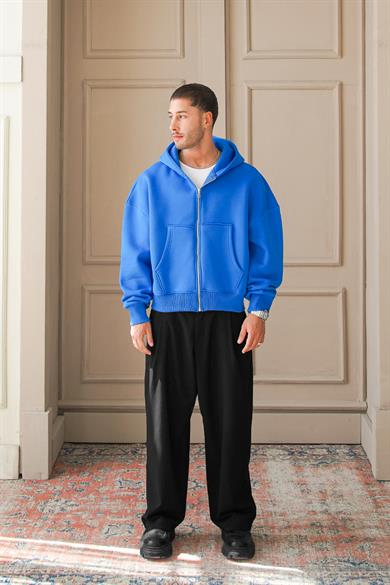 Saks Mavi Cozy Basic Tam Fermuar Oversize Sweatshirt