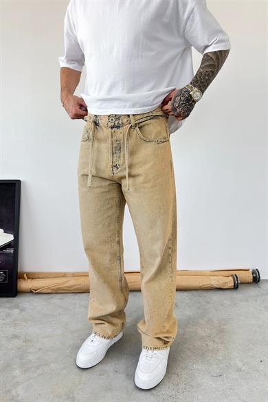Sarı Belden Bağlamalı Baggy Pantolon