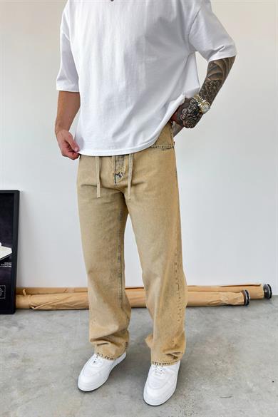 Sarı Belden Bağlamalı Baggy Pantolon